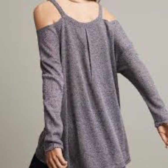 Anthropologie Gray Cold Shoulder Sweater - Picture 4 of 5